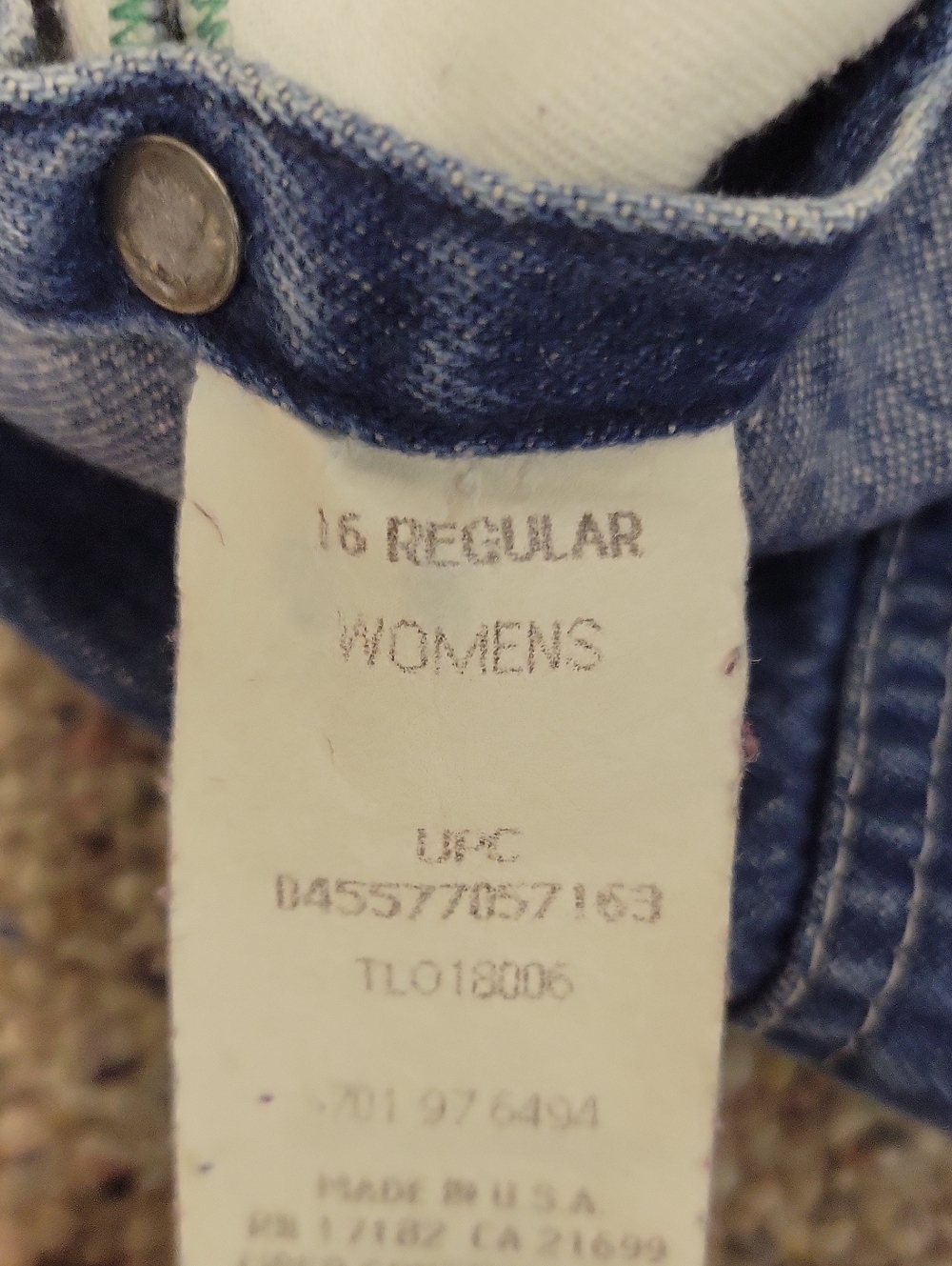 Lady Liberty Blue Denim Overalls, Women's 16. Farmhouse Utility Work Garden - Picture 7 of 7
